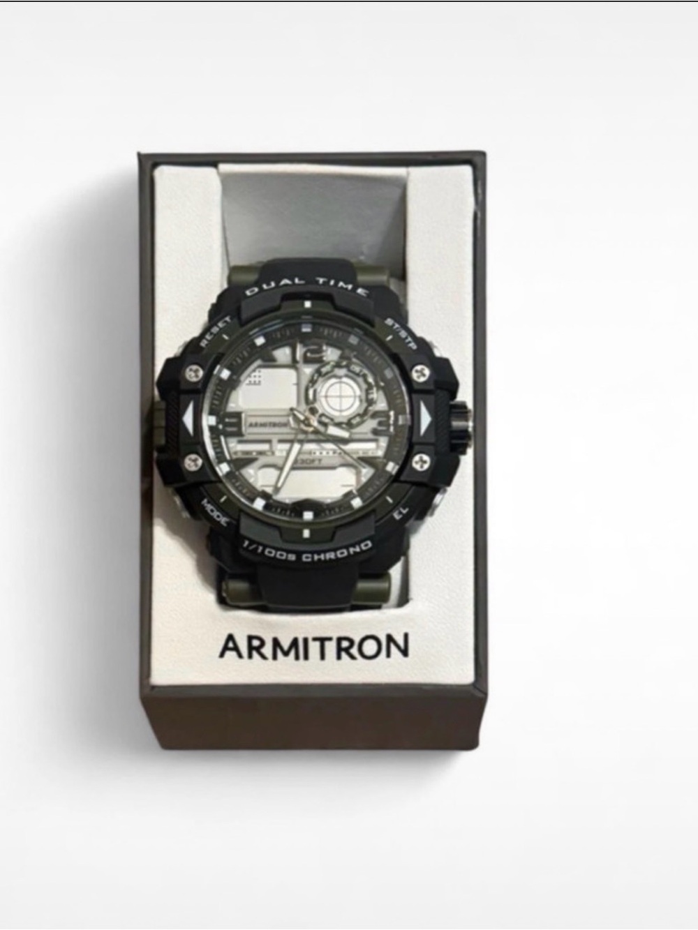 Armitron Black Bezel Olive Green Strap Tactical Sport Watch
